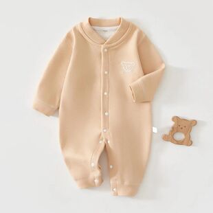Romper Solid Color Autumn and Winter Warm Baby Outfit Soft C