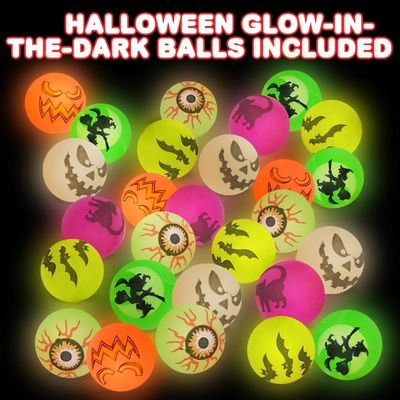 6/100pcs Halloween Glow in The Dark Bouncing Balls, Hallowee
