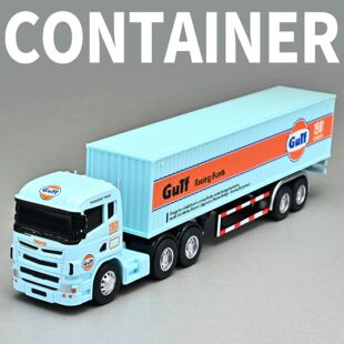 1:64 Small trailer container truck Gulf version Simulation a