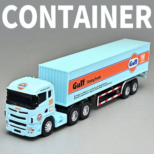 1:64 Small trailer container truck Gulf version Simulation a