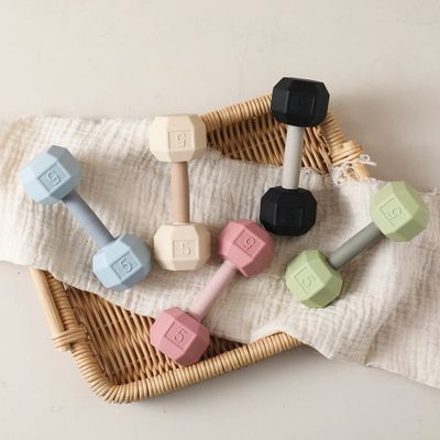 Baby 0 3 months Rattle Toys Silicone Chewing Dumbbel Baby BP
