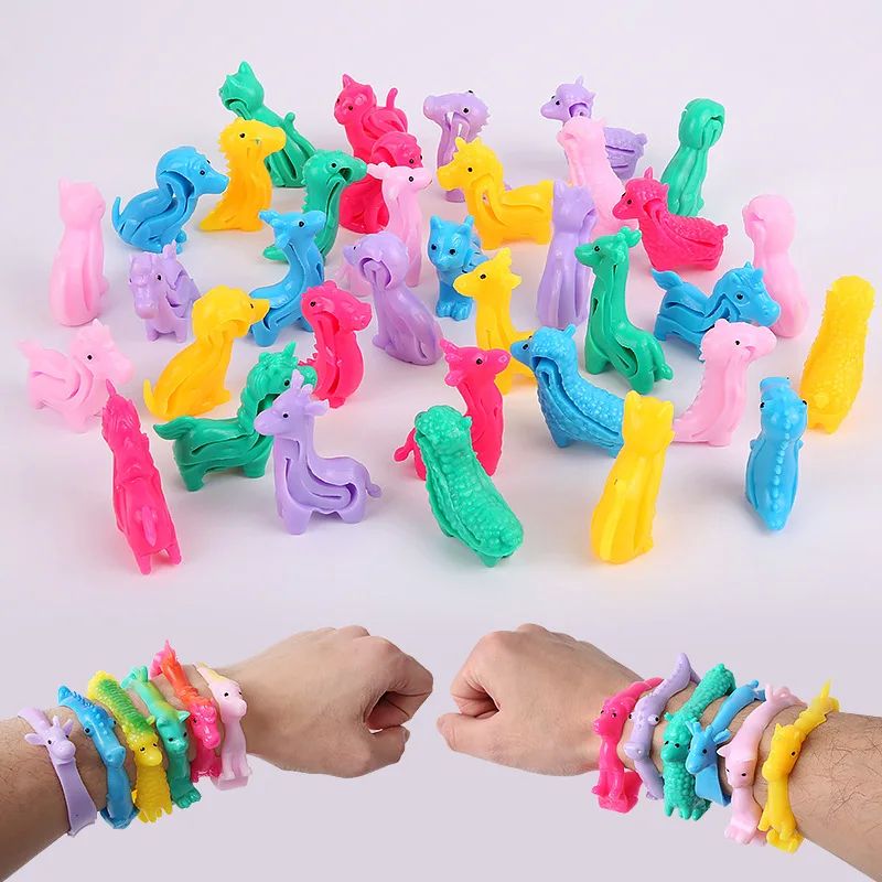 10Pcs Colorful Animal Stretching Bracelet Stress Relief Toys