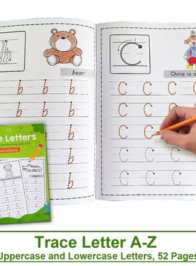 Letters A-Z Alphabet Early Education Tracing Workbook Writin