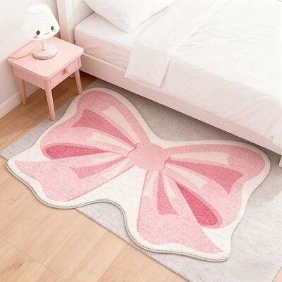 Creative Irregular Pink Bow Bedside Rug Living Room Decorati