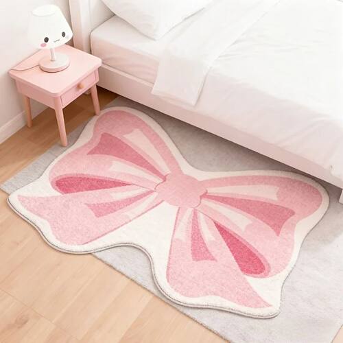Creative Irregular Pink Bow Bedside Rug Living Room Decorati
