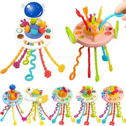 Montessori Pull String Sensory Toys Baby 6 12 Months Silicon