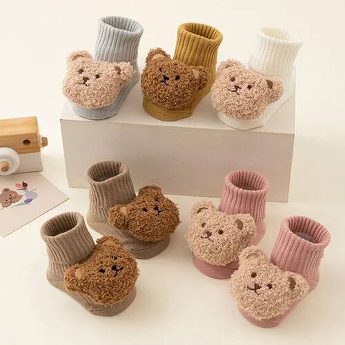 Cute Cartoon Bear Baby Socks for Boy Girl Winter Soft Cotton