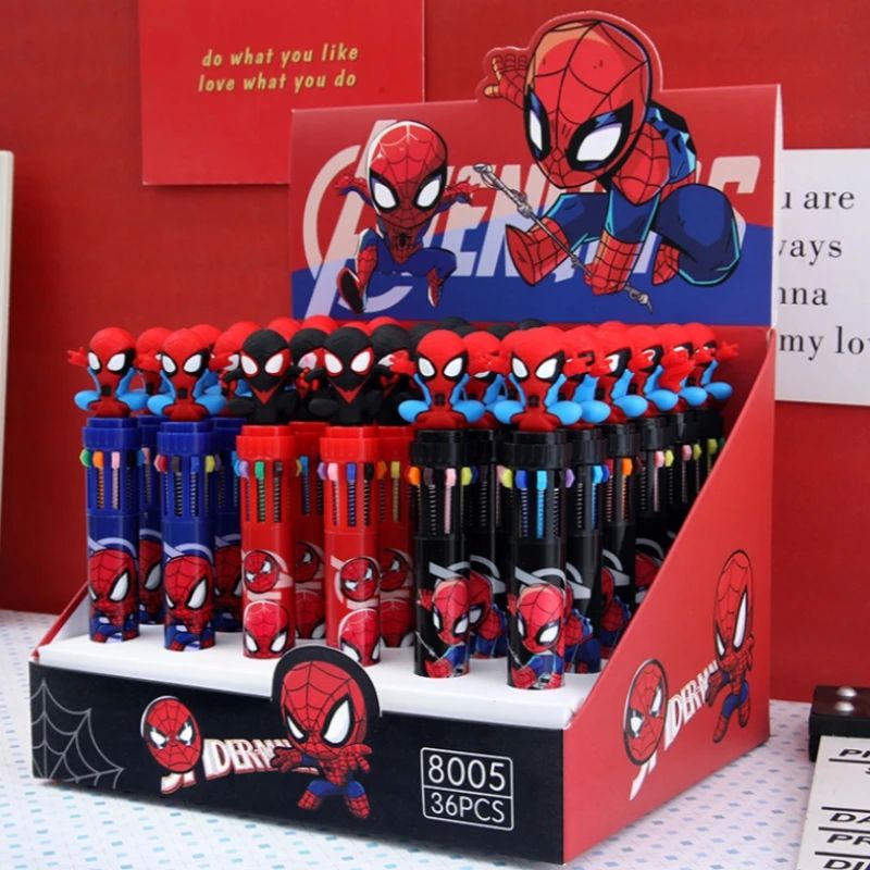 6/36pcs Cartoon Doll 10 Colors Ballpoint Pen Marvel Spider-M