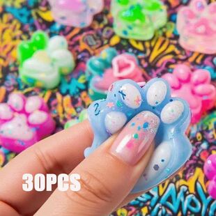 10pcs Mini Cute Cat Claw Plush Pinch Fun Colorful Halloween