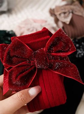 Baby Girls Knee High Socks Autumn Winter Kids Big Bow Long S