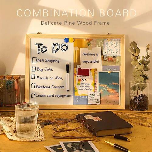 1PC 30x40cm Message Cork Board with Wood Frame Combination B