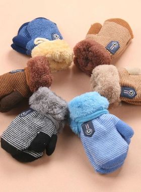 0-3 Years Baby Boys Girls Winter Knitted Gloves Warm Rope Fu