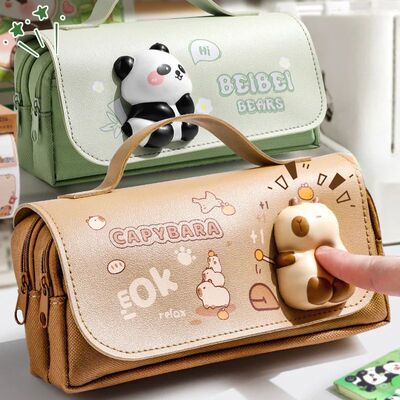 Kawaii Capybara Large Capacity Pencil Case with Stress Relie