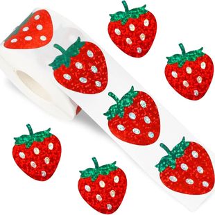 Laser Strawberry Shaped 100 Decoration Red Sticker 500pcs