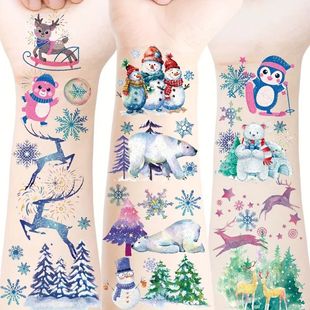 12 pcs Sparkling Christmas Temporary Tattoos - Snowflake, Sn