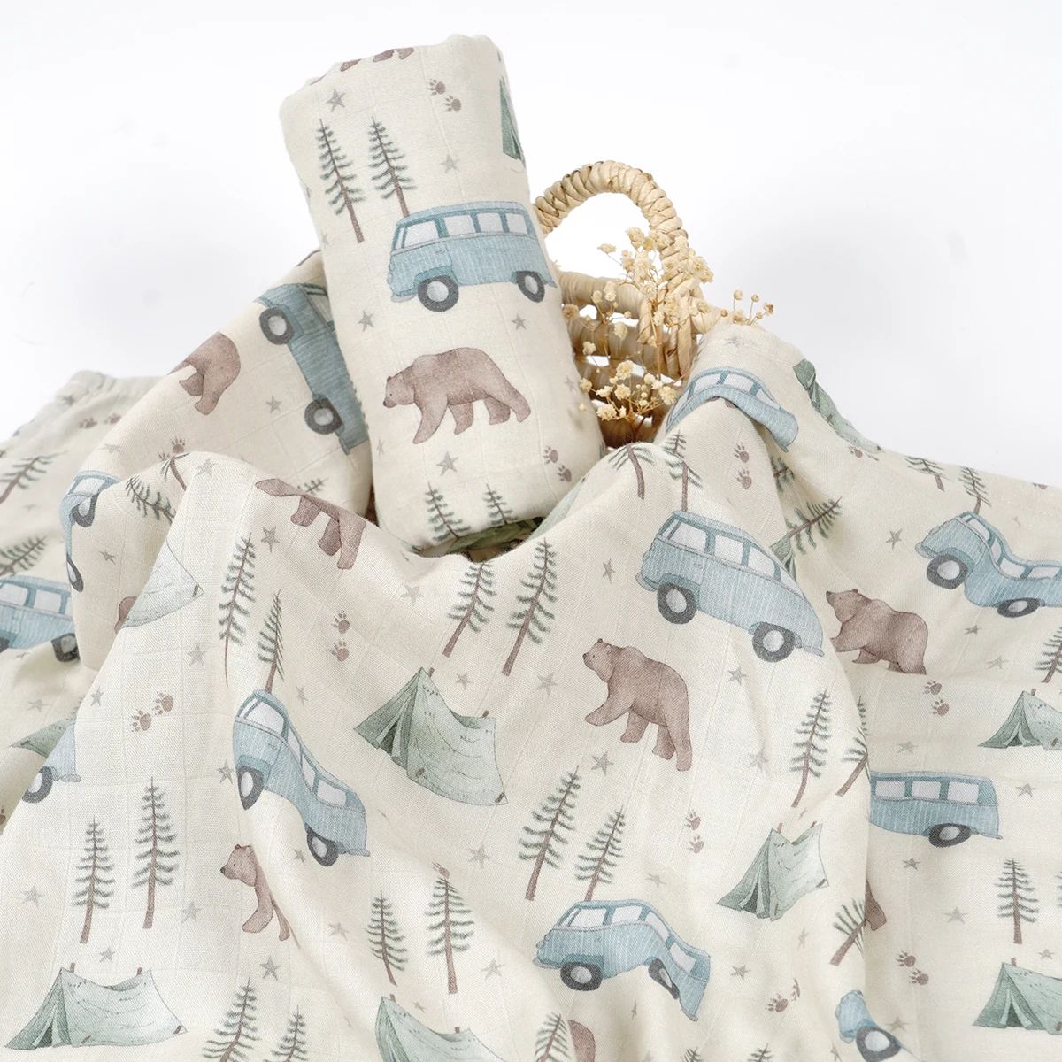 HappyFlute New Digital Print 120*110CM Bamboo Cotton 2Layer