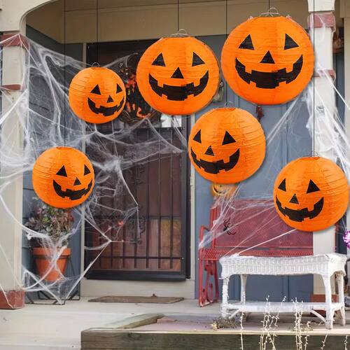 6Pcs Halloween Party Pumpkin Paper Lantern for Home Garden I