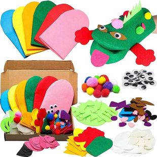 6Pcs Hand Puppet Making Kit for Kids Art Craft Felt Toys Mak