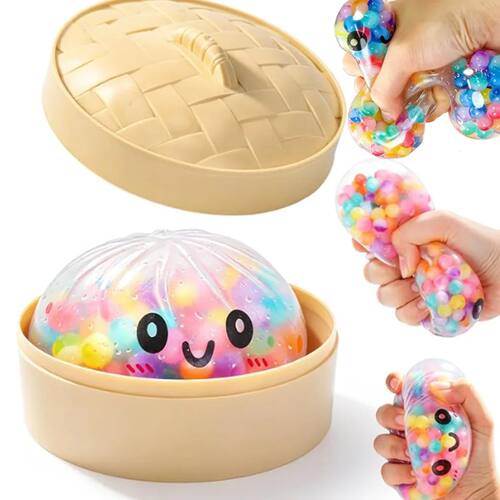 Rainbow Dumpling Squishy with Bead Sensory Squeeze Toy for S
