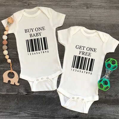Buy One Baby Get One Free Printing Baby Romper Funny Twins b