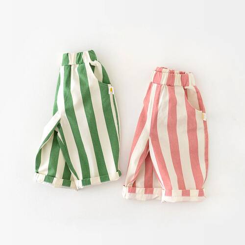 Spring  High Waist Cool Kids Baby Stripe Pants Korean Style
