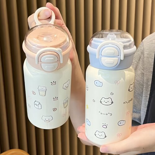 原创ins星星双饮保温杯高颜值吸管杯子316水杯不锈钢新款便携学生
