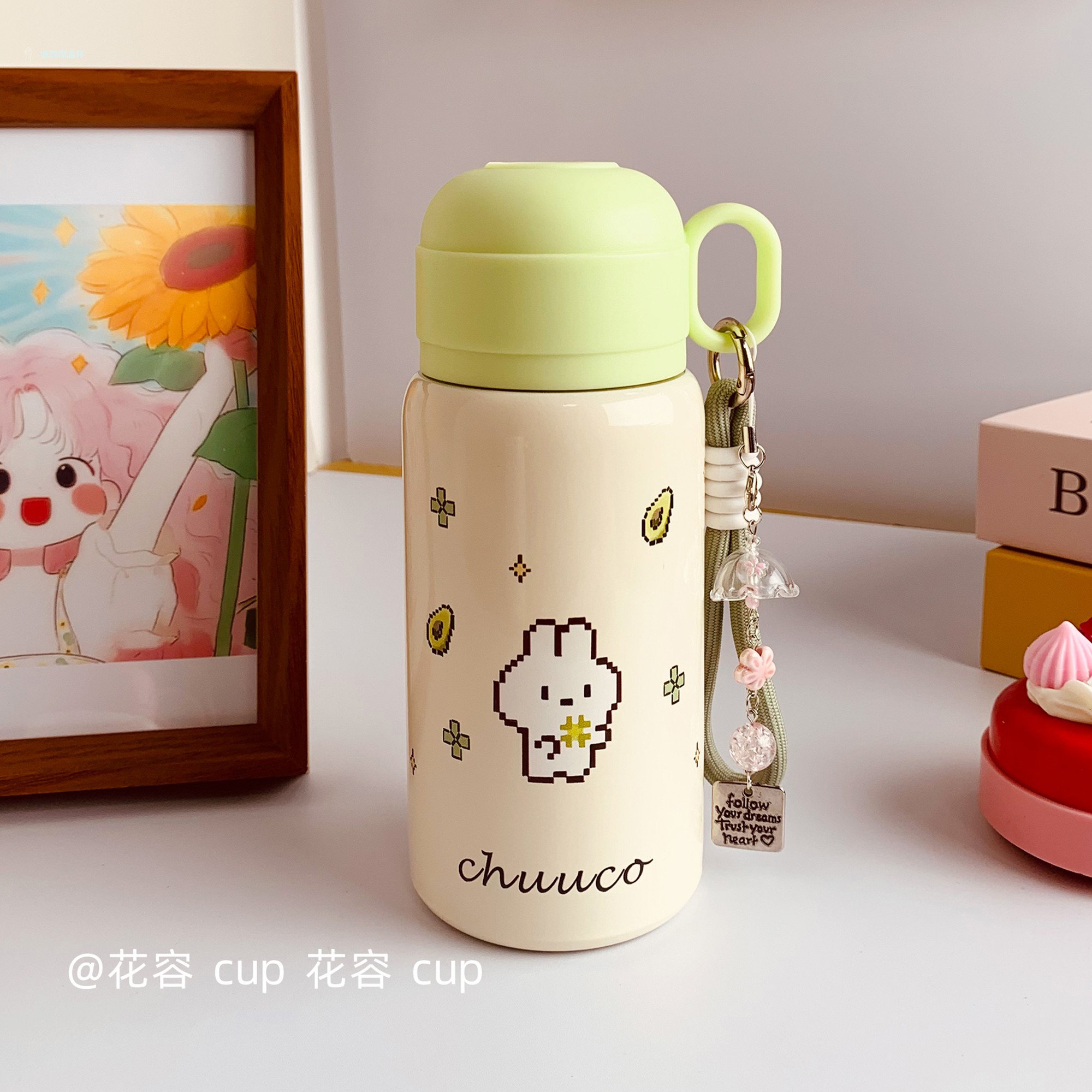 三饮保温杯女生高颜值2025新款儿童上学专用吸管水杯小巧便携杯子