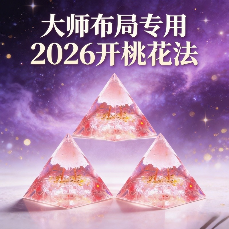 2026开桃花法水晶金字塔摆件新中式国学招桃花装饰品办公室摆件,家居饰品,国学摆件,淘宝优惠券,粉丝福利购,淘宝优惠卷