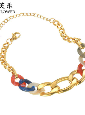 个性时尚几何不锈钢手链法式小众简约潮流手饰精致设计感情侣饰品