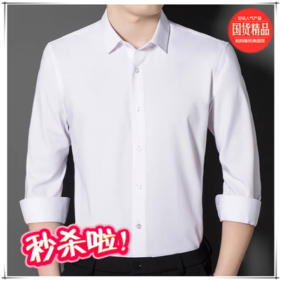 高级抗皱无痕真丝桑蚕丝男士衬衫短袖2025新款中年休闲长袖衬衣春