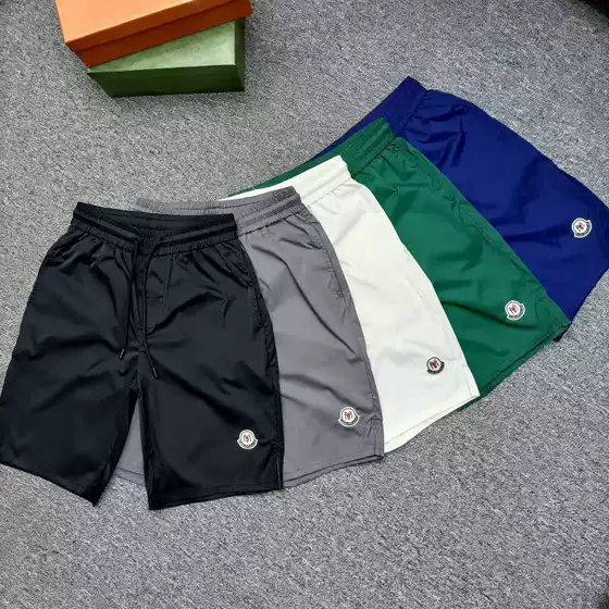 2025 Summer New Quick-Drying Simple Trendy Men's Embroidered Shorts Versatile Mid-Length Slim-Fit Five-Point Beach Shorts for Men