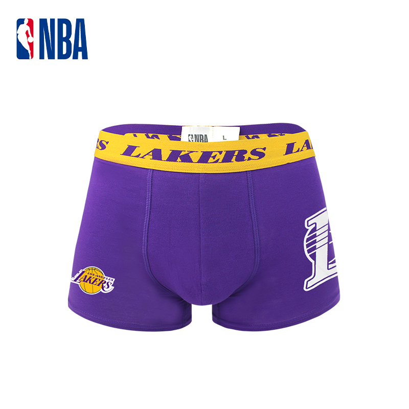 NBA内裤湖人队纯棉裆部抗菌男士中腰运动休闲吸汗透气平角短裤衩