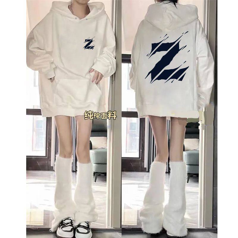 秋冬ins男女韩版潮流情侣加厚帽衫百搭潮牌印花加绒纯棉连帽卫衣