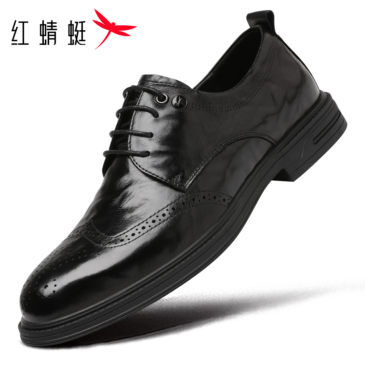 红蜻蜓品牌黑色男士皮鞋