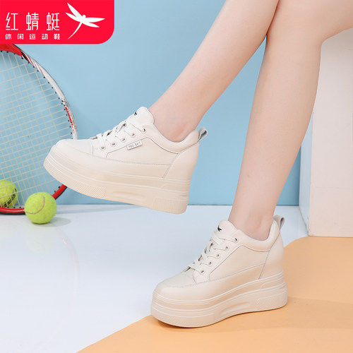 厚底平跟板鞋红蜻蜓小白鞋