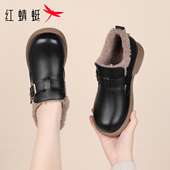 冬季 软底加绒保暖棉鞋 鞋 女款 红蜻蜓女鞋 真皮新款 子女士皮鞋 乐福鞋