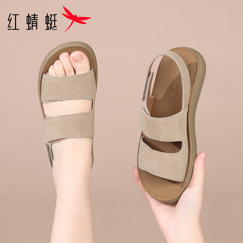 红蜻蜓勃肯凉鞋女款夏季真皮软底