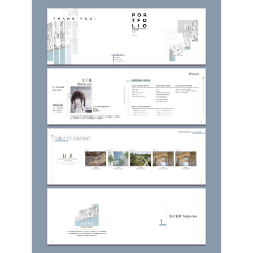 原创丨横版作品集景观环艺建筑室内高级感模版PS+AI+ID+PPT格式