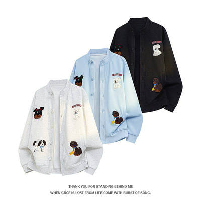 春季款美式开衫衬衣男士休闲外套