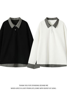 【NO LOGO PLUS】美式潮牌宽松春季新款POLO衫卫衣男士休闲打底衫