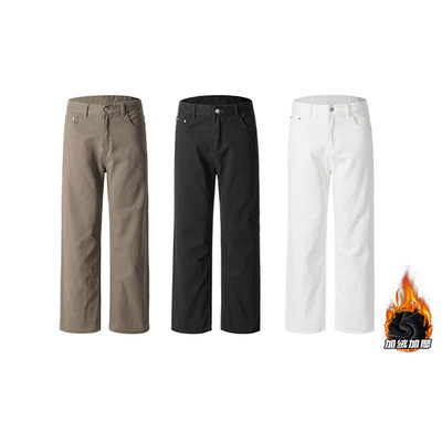 冬季美式直筒工装加绒裤男运动裤