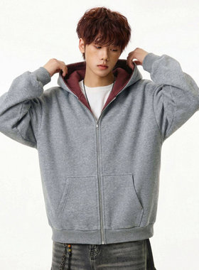 【NO LOGO PLUS】MEDM春秋季款重磅质感运动宽松帽衫短宽男士卫衣