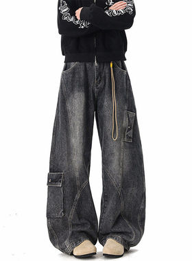 【NO LOGO PLUS】暗物质官网高品质春季工装牛仔裤男闲宽松阔腿裤