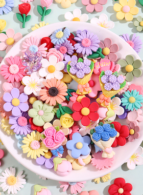 磨砂花朵树脂diy手工女百合玫瑰