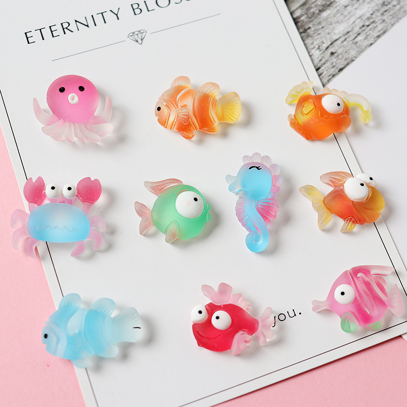 diy仿真鱼海马海星螃蟹海洋手工滴胶奶油手机壳配件材料泡泡鱼