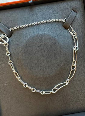 Chaine d'ancre Punk别针项链纯银镀金不掉色链条项圈精工高版本