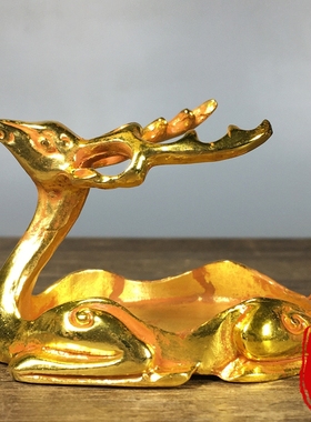 纯铜鎏金实心梅花鹿摆件文房桌面笔洗砚台笔架烟灰缸摆件装饰品