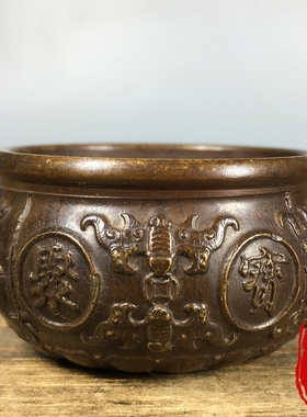 纯铜招财进宝聚宝盆迷你聚宝缸聚财纳福财源滚滚烟灰缸装饰品摆件