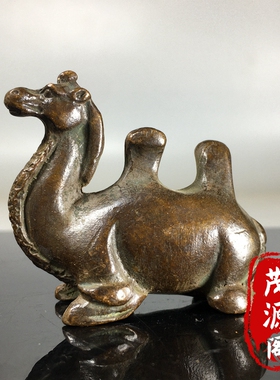 古玩杂项收藏实心骆驼笔架笔搁驼峰镇纸镇尺文房用品摆件老铜器
