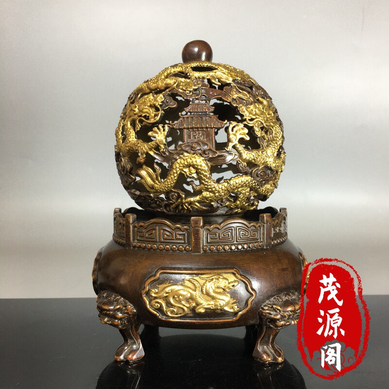 纯铜九转乾坤鼎摆件九龙戏珠时来运转家居客厅办公室摆件开业礼品